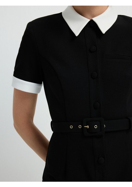 Polo Yaka Mini Elbise Siyah 12444821001 modelleri