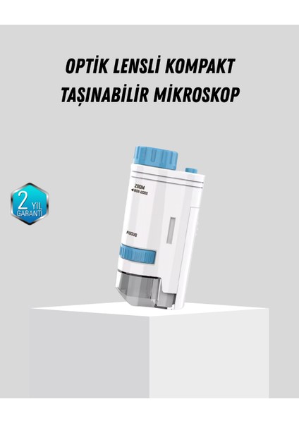 bulurum taşınabilir mini mikroskop led ışıklı 80x–200x büyütmeli ve odak ayarlı
