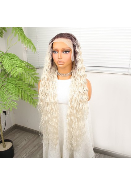 Açık Kumral Platin Ombreli Fiber Sentetik Tül Peruk fırsatları