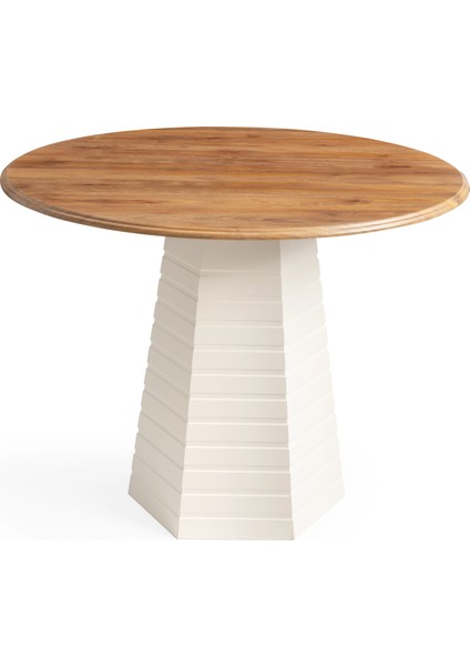 Bohem Ece Masa, Prizma Ayak, Ekru-Ceviz, 100X100