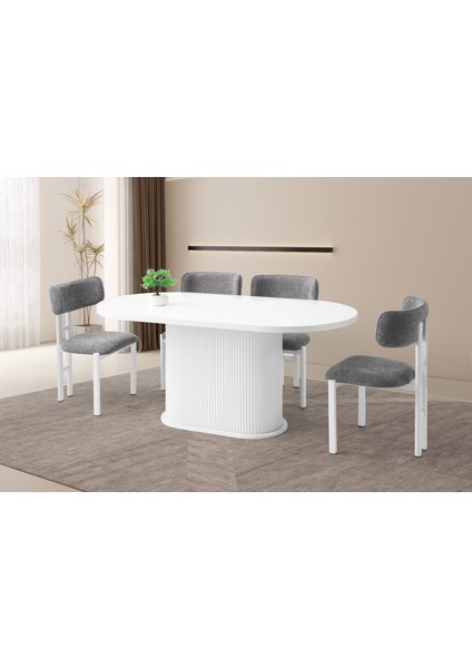 Bohem Masa, Elips Ayak, Beyaz, 170X90