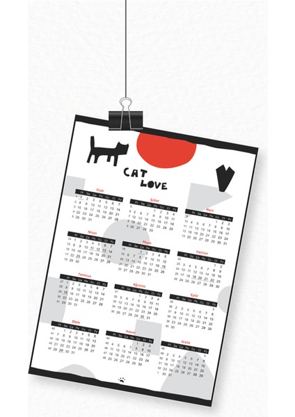 Kedi Temalı Poster Takvim