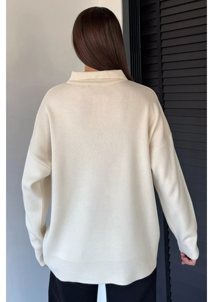 Kadın Yarım Düğmeli Triko Kazak P-00018996 fırsatları