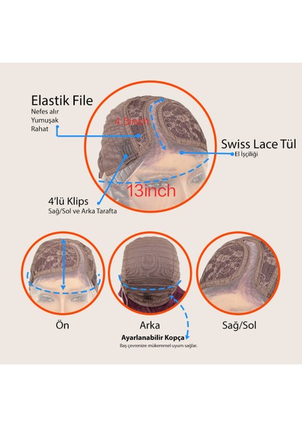 Kumral Beyaz Platin Röfleli Uzun Dalgalı Tül Peruk indirimleri