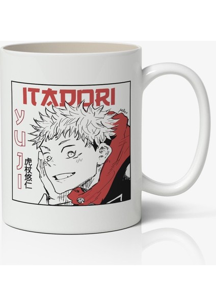 Yuji Itodori Anime Baskılı Beyaz Porselen Kupa Bardak
