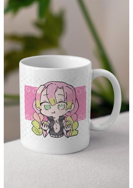 Demon Slayer Mitsuri Kanroji Anime Temalı Beyaz Porselen Kupa Bardak