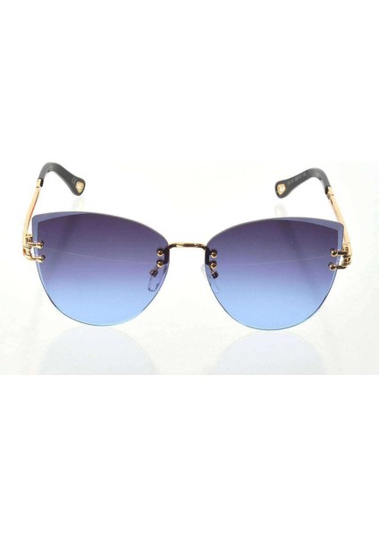 Kadın Lüks Mavi Renkli Cam Güneş Gözlüğü - Moda Gözlük