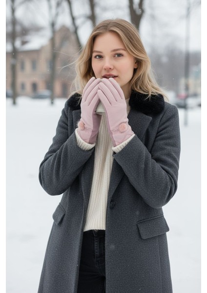 Paraşüt Kumaş Dokunmatik Içi Peluş Kadın Eldiven