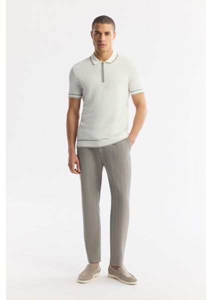 Erkek Ekru Polo Yaka Dokulu Rayon Triko Regular Fit T-Shirt A51Y5165 modelleri