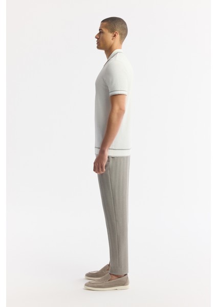 Erkek Ekru Polo Yaka Dokulu Rayon Triko Regular Fit T-Shirt A51Y5165