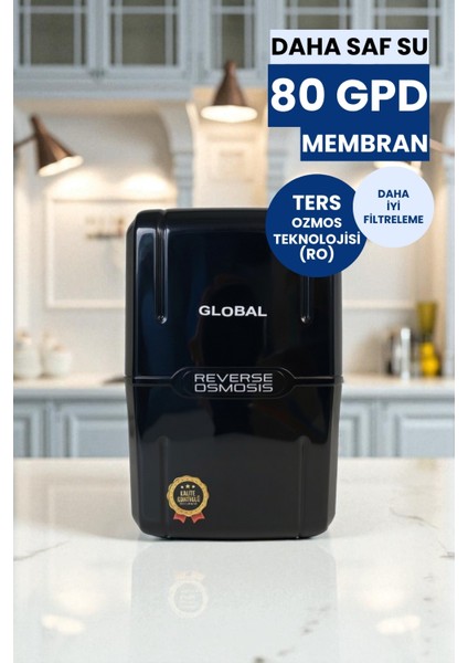 Mega Su Arıtma Seti-Yedek Filtre Seti HEDIYELI-80GPD 5 Filtreli Ro Sistem-8 Lt Tank-Beyaz fiyatları