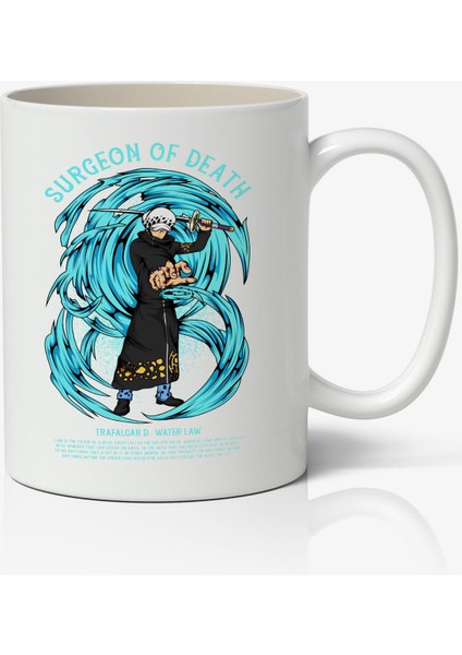 Trafalgar Law One Piece Temalı Beyaz Kupa Bardak Arkadaşa Sevgiliye Hediye