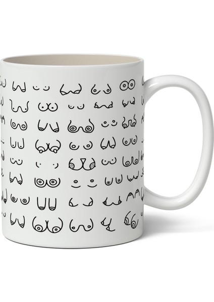 Meme Nipple Boobs Boobies Baskılı Kişiye Özel Beyaz Kupa Bardak - Sevgiliye Arkadaşa Hediye