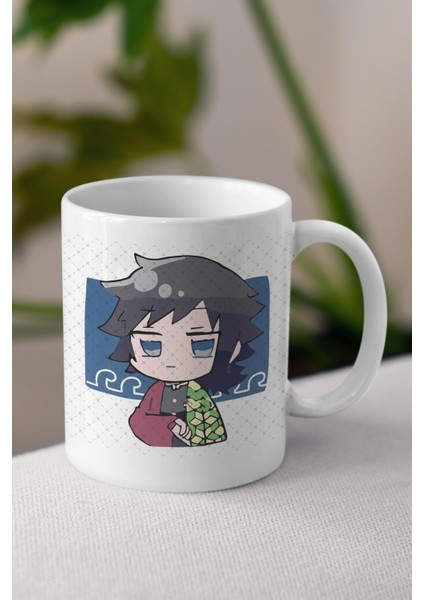 Demon Slayer Giyu Tomioka Anime Iblis Temalı Beyaz Kupa Bardak Arkadaşa Sevgiliye Hediye