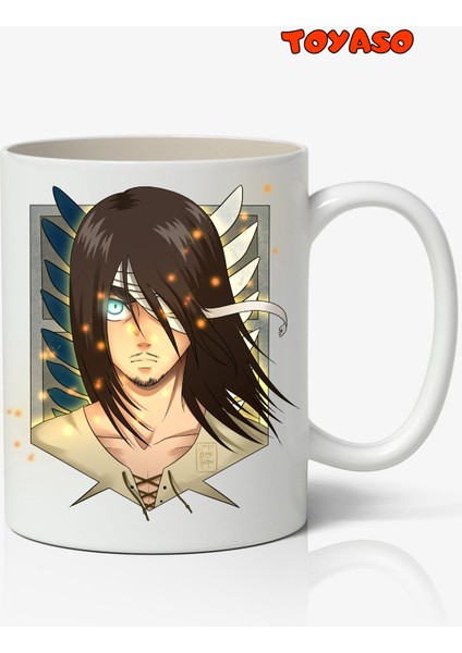 Attack On Titan Eren Yeager Animetemalı Beyaz Kupa Bardak Sevgiliye Arkadaşa Hediye