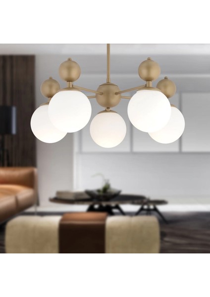 Kuvars 5'li Modern Eskitme Beyaz Camlı Avize fiyatları