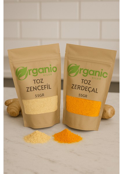 Doğal Toz Zerdeçal 55GR & Toz Zencefil 55GR | Katkısız & Doğal Baharat Seti | 2'li Bitkisel Set |