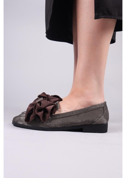 Lobito Saten Fiyonklu Loafer Füme modelleri