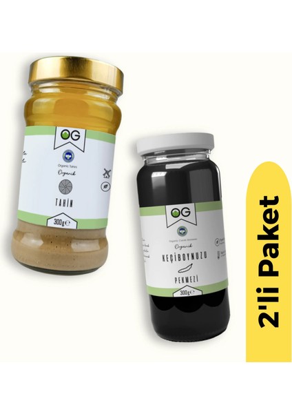 Buğz Og Natural Organik Keçiboynuzu Pekmezi (300 Gr) ve Organik Tahin (300 Gr) 2'li Set