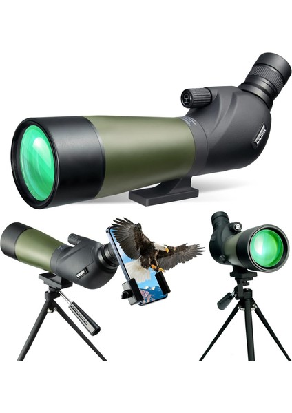 20-60X60MM Su Geçirmez Darbeye Dayanıklı Spotting Kapsam ve Digiscoping Adaptörü Bak4 Prizmalar Hedef Çekim Avcılık Kuş Gözlemciliği Yaban Hayatı Manzara
