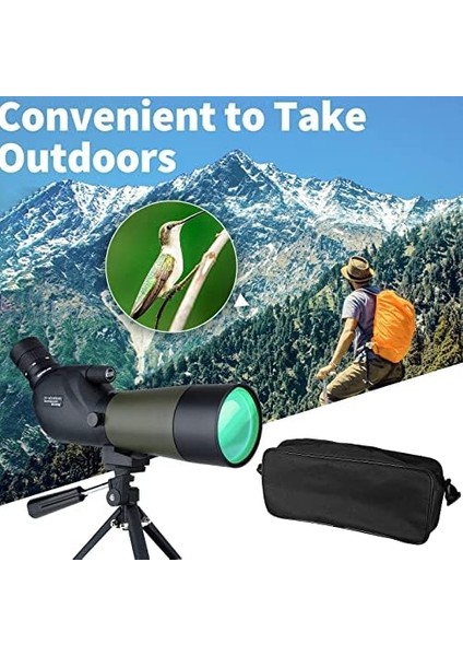 20-60X60MM Su Geçirmez Darbeye Dayanıklı Spotting Kapsam ve Digiscoping Adaptörü Bak4 Prizmalar Hedef Çekim Avcılık Kuş Gözlemciliği Yaban Hayatı Manzara fiyatları