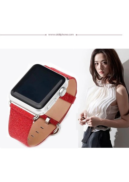Ally Apple Watch 7-8 41MM 6-5-4 40MM Deri Ince Sim Işlemeli Kordon Kayış 3-2-1 38MM-(1903) fırsatları