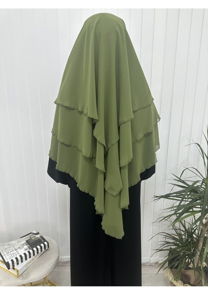 Üç Katlı Multı Sifon Sufle Eşarp ,khimar Hazır Eşarp Bağcıklı Eşarp Peçeli Yeşil Renk fırsatları