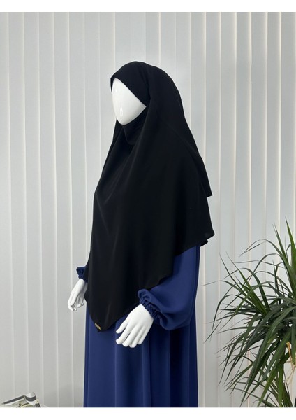 Iki Katlı Hazır Sufle Esarp Medine Ipegi Hac ve Umre Için Uygundur Siyah modelleri