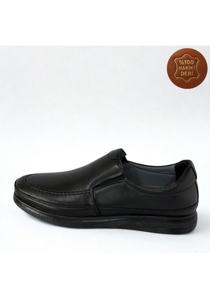 Erkek Hakiki Deri Ortapedik Ultra Rahat Jelli Siyah Günlük Baba Ayakkabısı fırsatları