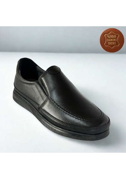 Erkek Hakiki Deri Ortapedik Ultra Rahat Jelli Siyah Günlük Baba Ayakkabısı indirimleri