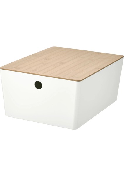 Kuggıs Kapaklı Kutu Beyaz Bambu 26 x 35 x 15 cm