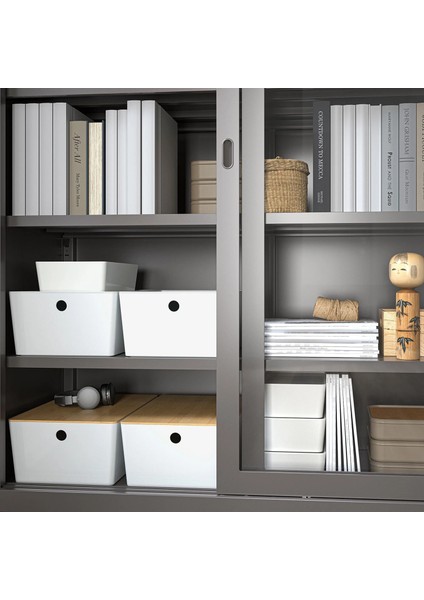 Kuggıs Kapaklı Kutu Beyaz Bambu 26 x 35 x 15 cm fırsatları