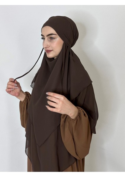 3katlı Multı Sifon Sufle Khimar Peceli Hazır Büyük Esarp Kahve fırsatları