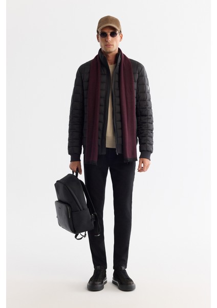 Erkek Siyah Dik Yaka Kapitone Desenli Şişme Comfort Fit Mont A42Y6078