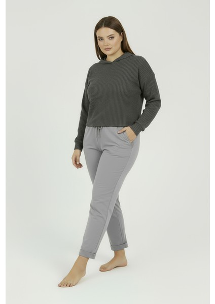 Duble Paça Büyük Beden Eşofman Altı Gri 2020