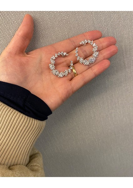 Baget Taşlı Hilal Küpe