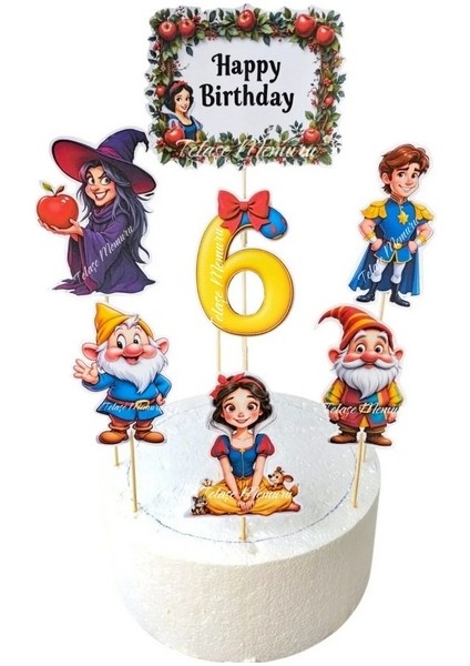 Pamuk Prenses Doğum Günü Konsepti ve Pasta Süsü - 6 Yaş Pamuk Prenses Pasta Süsü ve Doğum Günü