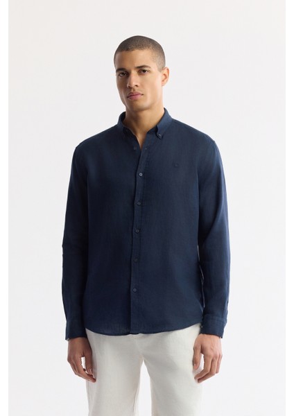 Erkek Kırık Beyaz Beli Lastikli Keten Karışımlı Relaxed Fit Şort B003731