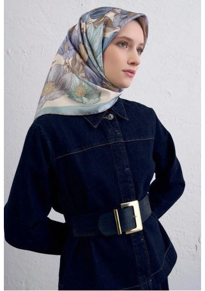 2025 Desenli Saf Ipek Sura Eşarp 9403-35