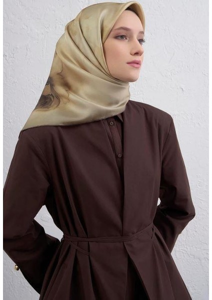 2025 Desenli Saf Ipek Twill Eşarp 9426-54