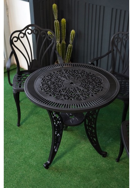 Istanbul Masa Takımı Ø75 cm Yuvarlak Masa + 3 Adet Istanbul Koltuk Ferforje Görünümlü Set fırsatları