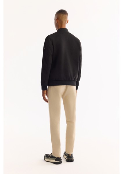 Erkek Siyah Bomber Yaka Süet Dokulu Mevsimlik Comfort Fit Mont B006045