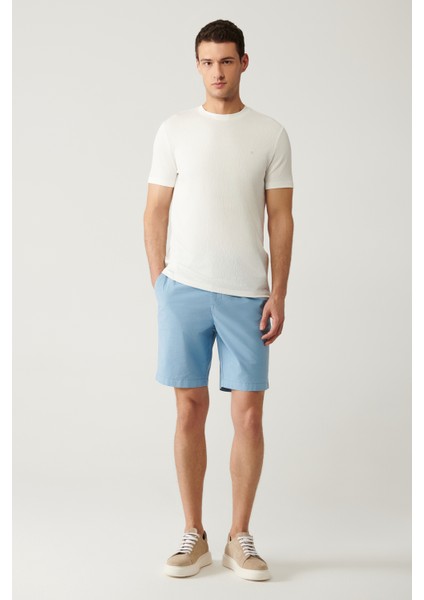 Erkek Mavi Beli Lastikli Pamuklu Aspendos Relaxed Fit Şort A41Y3733