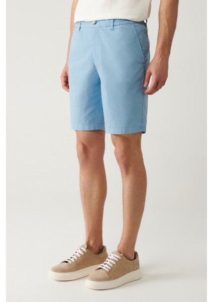 Erkek Mavi Beli Lastikli Pamuklu Aspendos Relaxed Fit Şort A41Y3733