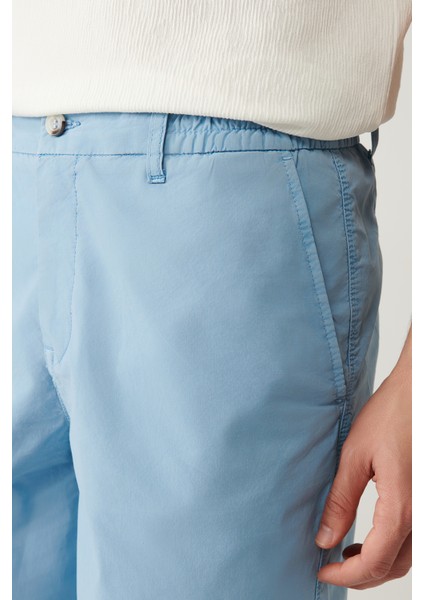 Erkek Mavi Beli Lastikli Pamuklu Aspendos Relaxed Fit Şort A41Y3733