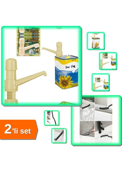 Sıvı Yağ Pompası + Ince Kıl Detay Temizlik Fırçası - Banyo Mutfak Çok Amaçlı Pratik 2’li Set FRS9XK