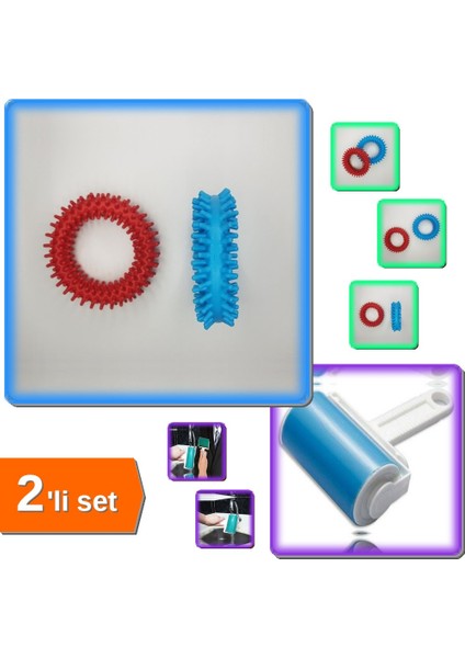 Evcil Hayvan Diş Temizleyici Oyuncak 2 Adet + Tüy ve Toz Toplama Rulosu 2li Set H9K3L8