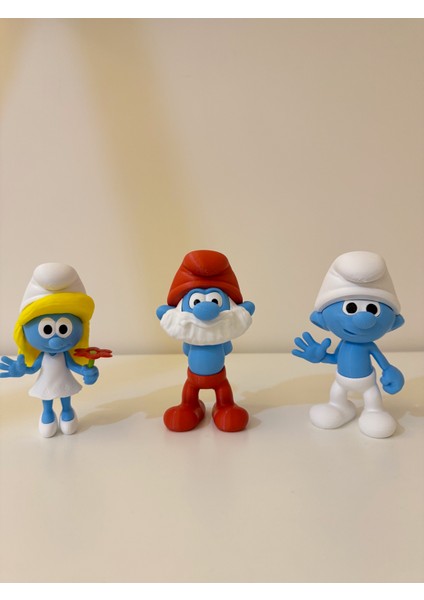 Şirinler 3lü Set - Şirin Baba + Şirine + Şirin Figür Oyuncak 15 cm