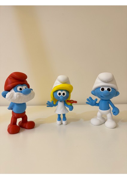 Şirinler 3lü Set - Şirin Baba + Şirine + Şirin Figür Oyuncak 15 cm modelleri
