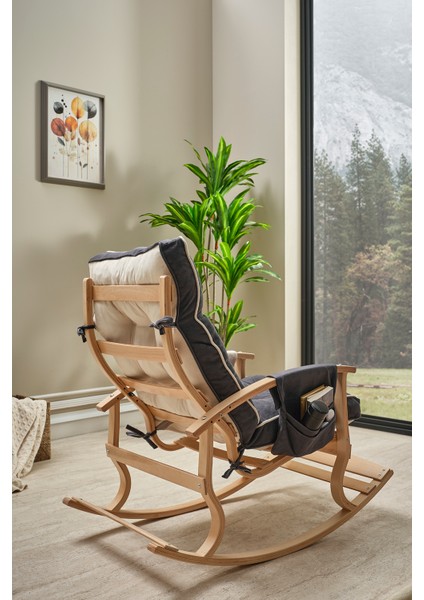 Relax Lüx Ahşap Çift Minderli Çift Cepli Sallanan Sandalye Çift Taraflı Sallanan Koltuk Tv Koltuğu fırsatları